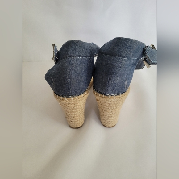 Nautica 9.5 Light Blue Denim Espadrille Wedge Ankle Strap Sandals - Picture 5 of 7